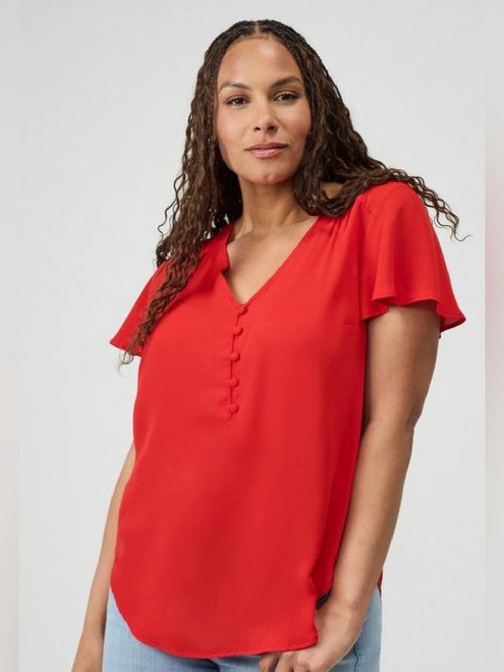 LOFT Flutter Sleeve Blouse with Button Detail